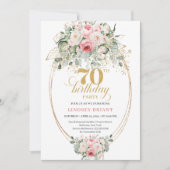 Invitation pour 70e anniversaire avec fleurs rose (Devant)
