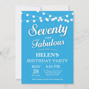Invitation pour 70e anniversaire bleu fabuleux
