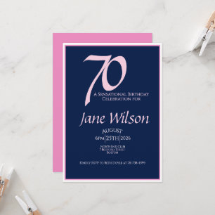 Invitation pour 70e anniversaire Élégant Rose Mari