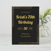 Invitation pour 70e anniversaire – Noir & Or | Élé (Debout devant)
