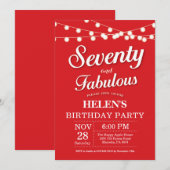 Invitation pour 70e anniversaire rouge fabuleux (Devant / Derrière)