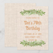 Invitation pour 70e anniversaire – Vert feuillu su (Devant / Derrière)
