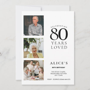 Invitation pour 80e anniversaire avec photo, simpl