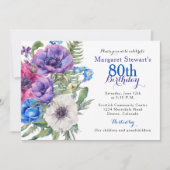 Invitation pour 80e anniversaire Fleur d'anémone c (Devant)