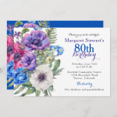 Invitation pour 80e anniversaire Fleur d'anémone c (Devant / Derrière)
