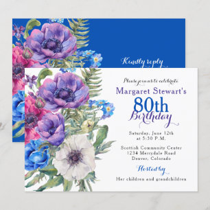 Invitation pour 80e Anniversaire Fleur d'Anémone C