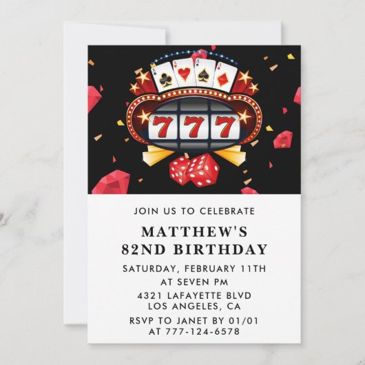 Invitation pour 82e anniversaire carte à jouer Cas (Devant)