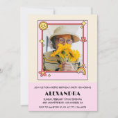 Invitation pour 95e anniversaire Rétro Groovy Fleu (Devant)