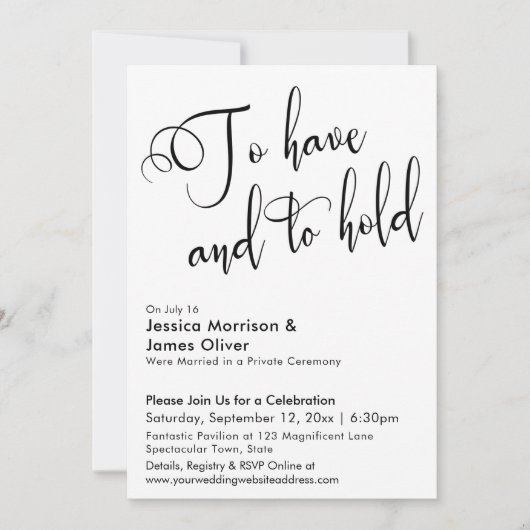 Invitation Pour avoir et garder Calligraphie sur réception un (Devant)