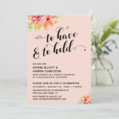 Invitation Pour avoir et garder les cœurs Script Florales ros (Debout devant)