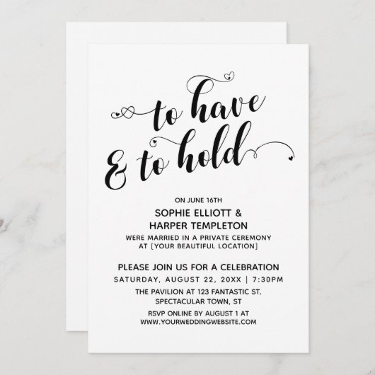 Invitation Pour Avoir Et Pour Tenir Des Coeurs Calligraphie R (Devant / Derrière)