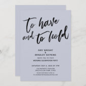 Invitation Pour avoir et tenir écriture à la réception bleue (Devant / Derrière)