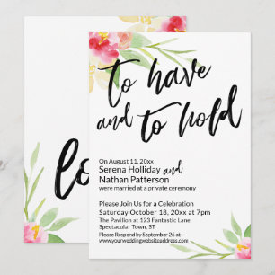 Invitation Pour Avoir et Tenir Écriture Manuscrite Fleurs Aqu
