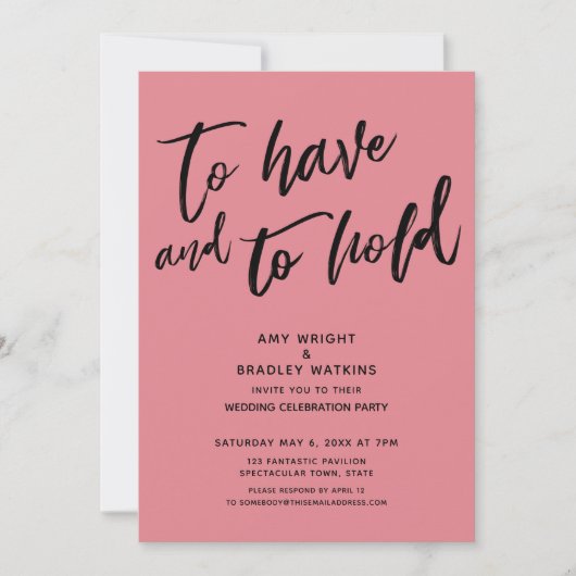 Invitation Pour avoir et tenir écriture manuscrite Réception (Devant)