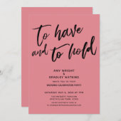 Invitation Pour avoir et tenir écriture manuscrite Réception (Devant / Derrière)