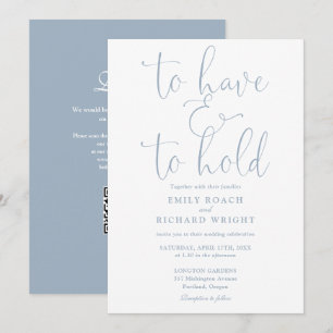 Invitation Pour Avoir Et Tenir Le Code QR Dusty Mariage bleu