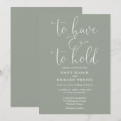 Invitation Pour Avoir Et Tenir Le Mariage Vert Sage Script (Devant / Derrière)