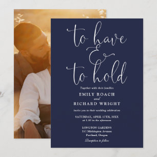 Invitation Pour Avoir Et Tenir Photo Mariage Bleu Marine