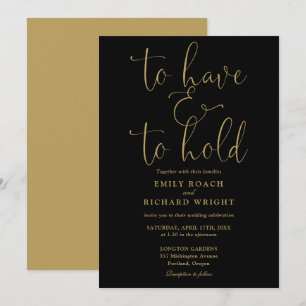 Invitation Pour Avoir Et Tenir Script Noir Et Mariage Or