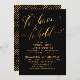 Invitation Pour avoir et tenir un événement post-Mariage Blac