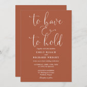 Invitation Pour Avoir Et Tenir Un Mariage De Terracotta Code  (Devant / Derrière)