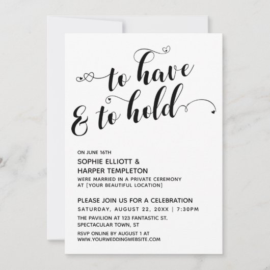 Invitation Pour Avoir Et Tenir Un Script, Réception Coeur Uni (Devant)