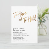 Invitation Pour avoir et tenir une réception d'or moderne (Debout devant)