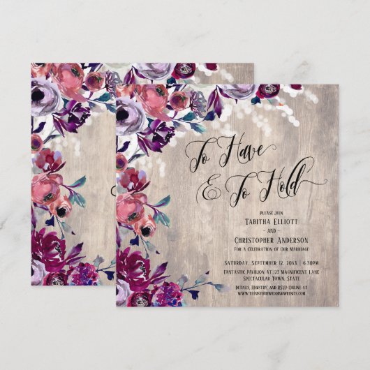 Invitation Pour Avoir & Pour Garder Script Fleurs Gras Lumièr (Devant / Derrière)