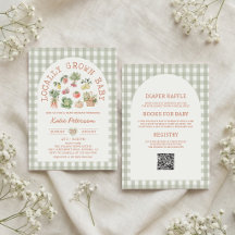 Invitation pour Baby Shower à carreaux verts culti