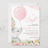 Invitation pour Baby Shower à l'éléphant floral (Devant)