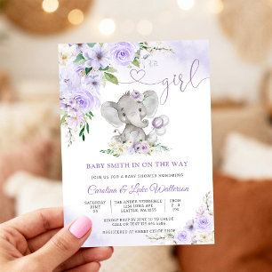 Invitation pour Baby Shower à l'Éléphant Floral Vi