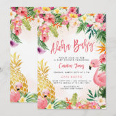 Invitation pour Baby Shower Aloha, Luau Tropical,  (Devant / Derrière)