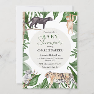 Invitation pour Baby Shower Animaux de la Jungle