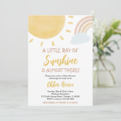Invitation pour Baby Shower Arc-en-Ciel et Soleil (Debout devant)