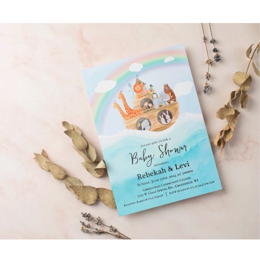 Invitation pour Baby Shower Arche de Noé