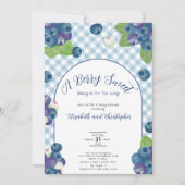 Invitation pour Baby Shower au Gingham Bleu Sucré  (Devant)