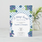 Invitation pour Baby Shower au Gingham Bleu Sucré  (Debout devant)