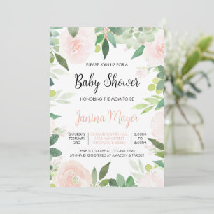 Invitation pour Baby Shower au Succulent Rose