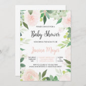 Invitation pour Baby Shower au Succulent Rose (Devant / Derrière)