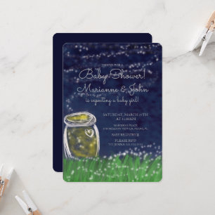 Invitation pour Baby Shower avec des lucioles mign