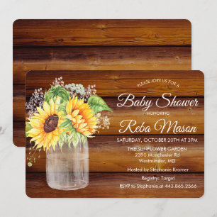 Invitation pour Baby Shower avec Pot Mason Tournes