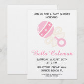 Invitation pour baby shower avec un adorable noeud (Devant / Derrière)