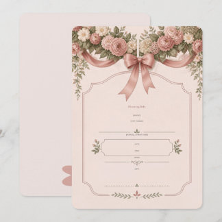 Invitation pour Baby Shower avec un nœud de jardin