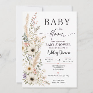 Invitation pour Baby Shower Baby in Bloom Wildflow