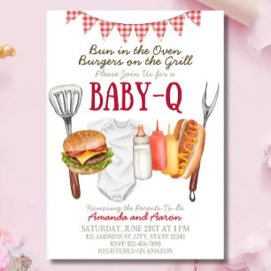 Invitation pour Baby Shower Baby-Q, BBQ Bébé