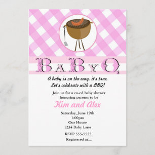 Invitation pour Baby Shower BBQ Fille Rose en été