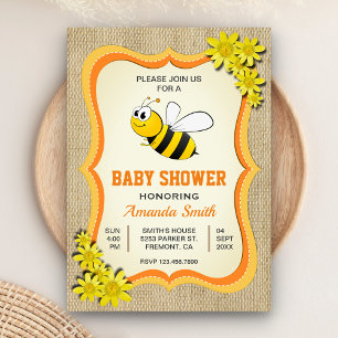 Invitation pour Baby Shower 'Bébé Abeille à Miel A