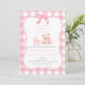 Invitation pour Baby Shower Bébé Fille (Debout devant)