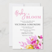 Invitation pour Baby Shower Bébé Fleur Rose en Fle (Devant)