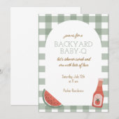 Invitation pour Baby Shower Bébé Gingham Vert (Devant / Derrière)